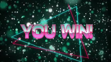 Neon hatları dönüşümlü, pembeleşen, sen kazandın! Kutlama yapan üçgenler ve noktalar çiziyor. Fütürist, enerjik, soyut, dijital, kutlayıcı, dinamik, parlayan