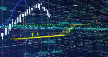 Sürüklenen turkuaz hat beyaz çubuklar kayıyor ve yeşil ok oluşuyor, fiyat eğilimlerini gösteriyor. Pazar, analitik, finans, teknoloji, grafik, eğilim, yatırım