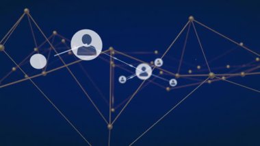 Ağ üzerinde beyaz kullanıcı simgesi yüklerken, veri akışını görselleştiren genişleyen bağlantıları somutlaştırıyor. Bağlantı, teknoloji, dijital, iletişim, bağlantı, siber alan, yenilik