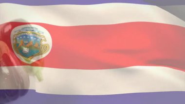 Bayrağın dalgalanmasına neden olan simülasyon esintisi kıvrımların arkasında dalgalanan patlıcan dalgaları patlıcanları ortaya çıkarıyor. Ulusal sembol, dijital animasyon, canlı, kültürel, grafiksel, hareket tasarımı, meta