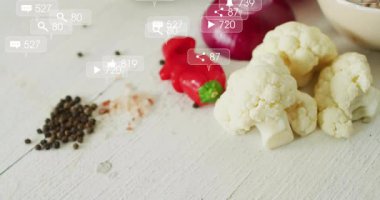 Karnabahar çiçeklerini duraklattıktan sonra yüzen ikonları cezbetmek manzaraları güncellemek ve yemek demosunu sevmek. Sebzeler, katılım, dijital, teknoloji, aşçılık, yenilik, sağlık