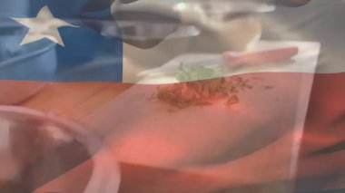 Elle yemek pişirme bıçağı, şeffaf bayrak altında otları doğrama, kase transferi hazırlama. Mutfak, mutfak, gastronomi, tazelik, hassasiyet, işçilik, canlı.