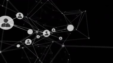 Boşlukta ortaya çıkan tek bir kullanıcı simgesi düğümü, içe doğru büyüyen, karmaşık ağa bağlanan yeni düğümler. Dijital, teknoloji, yenilik, bağlantı, fütüristik, soyut, iletişim