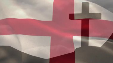 Şiddetli rüzgarlar çapraz baskılı bayrak dalgalanmaları, dalgalanmalar kumaş dokusunu ortaya çıkarmak için dalgalanmalar. Vatanseverlik, hareket, kumaş, doku, sembolizm, açık hava, dinamik