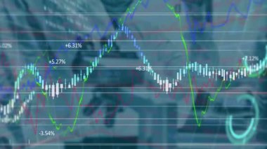 Bulanık laboratuvar oyun tablosunda çizgilerin daldığını ve finans eğilimlerinin arttığını gösteriyor. Finansal analiz, veri görselleştirme, bilimsel araştırma, teknolojik yenilik, iş büyümesi, dijital ekonomi, veri analizi