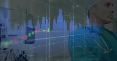 Veri şebekesi atımı, cerrah hayati bulguları tıbbi monitör ve saydam çizelgelerle kontrol ediyor. Tıbbi, sağlık, yenilik, teknoloji, profesyonellik, tanı, klinik