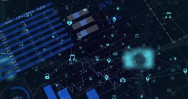 Teknik arayüz, veri içgörüsü için etiketleri atan kaydırma çubuğu çizelgesi yüklüyor. Veri, analitik, görselleştirme, gösterge paneli, arayüz, ölçüler, teknoloji