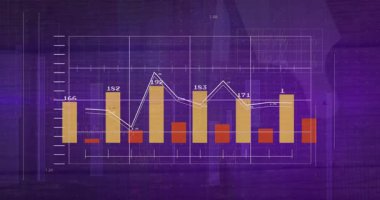 Izgara genişletme, iki renkli çubukların büyüdüğünü ve çizgi görselleştirme eğilimini gösteren animasyon çizelgesi. Veri görselleştirme, fintech, dijital analitik, teknoloji, hareket grafikleri, finans endüstrisi, modern tasarım