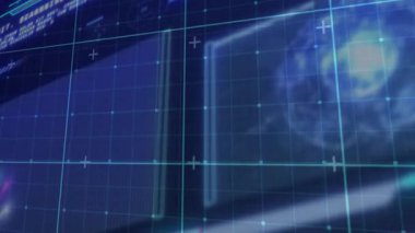 Görüntü ekranı titreşen kodları gösteriyor. Şebeke kıvrımlı dalgalanan formlar demo için canlanıyor. Gelecek, teknoloji, arayüz, dijital, soyut, dinamik, neon