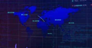 Dünya haritası etiketleri yükleniyor, yay animasyonları başlatılıyor, yumurtlama grafiklerini ölç ve veri gösteren bir kalp. Coğrafya, analitik, görselleştirme, veri, teknoloji, arayüz, dijital