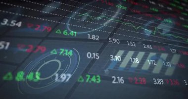 UI fırlatma işlemlerinde başlatılan oklar çubukları güncelliyor, grafiği döndürüyor, piyasa verilerini görselleştiriyor. Gelecekçi, analitik, veri görselleştirme, teknoloji, yenilik, dinamik, parlak