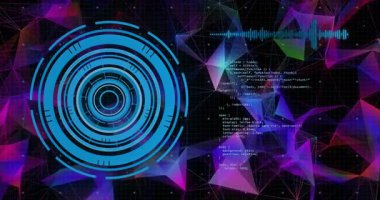 Yarı saydam mavi HUD arayüzü açılıyor. Kaydırma kodu başlatılıyor. Veri yükü gösteriliyor. Fütürist, ui, dijital, soyut, teknoloji, veri, siber