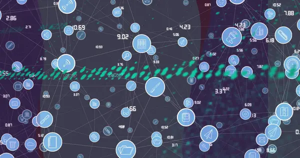 Bağlantı ağı üzerinden veri işleme resmi. Küresel bağlantılar, hesaplama ve dijital arayüz konsepti dijital olarak oluşturuldu.