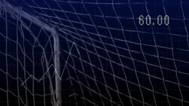 Net üzerinden yükselen sayısal okuma kalecinin top kurtarma golü attığını gösteriyor. Atletizm, rekabet, spor, hareket, kararlılık, çeviklik, stadyum