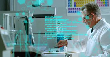 Kıdemli bilim adamı, HPLC tüp yükleme örnek yazma yöntemini ayarlıyor. Tıklatma ekranı çalışıyor. Laboratuvar, analiz, kesinlik, enstrümantasyon, araştırma, teknoloji, deney