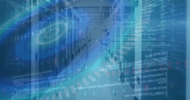 Sunucu odasında veri işleme resmi. Veri işleme, bilgisayarlar, ağ ve teknoloji konsepti dijital olarak oluşturulmuş görüntü.