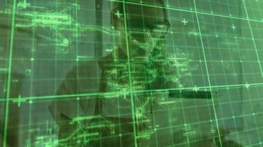 Tasarımcı tıkırdatma ızgara düğümü sürükleme stili döner renklendirme mimari planı. Teknoloji, yenilik, plan, arayüz, mühendislik, yaratıcılık, dijital