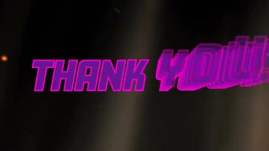 Animasyonda 3D neon pembesi ile başlayın. Teşekkür ederim. Kutlama için arıza çıkıyor. Neon, dijital, fütüristik, kutlama, soyut, görsel efektler, animasyon