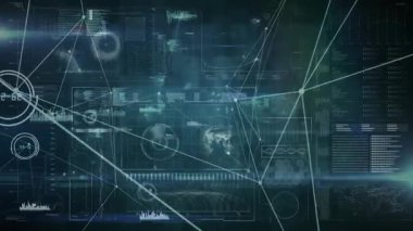 Kenarlardan çıkan ince beyaz çizgiler düğümleri birleştirdiğinde dijital HUD canlı veri eğilimlerini güncelliyor. Fütürist, soyut, teknoloji, analitik, dijital, ağ, dinamik