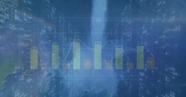 solgunluk çubukları büyüyen ve ayarlama yaparken çizgi grafikleri görselleştirmek için kayar. Veri görselleştirme, kentsel, geleceksel, analitik, teknoloji, hareket grafikleri, gece sahnesi