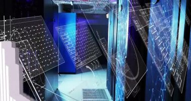 Bir saniye sonra mavi koridora giren, kapıyı açan, modülü ayarlayan, ölçümleri güncelleyen bir teknisyen. Teknoloji, veri görselleştirme, siber güvenlik, sanayi, yenilik, dijital arayüz, bilgi sistemleri