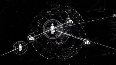 3D veri oluşturma küresi başlatılıyor, Avatar titreşimli gönderme çizgileri ağ büyümesini görselleştiriyor. Teknoloji, bağlantı, siber alan, fütüristik, dijital, yenilik, soyut