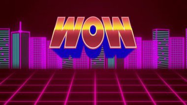 Pembe ızgarada süzülen neon mavisi WOW ile başlıyoruz. Sentetik dalga atmosferi için altın kırmızıya geçeceğiz. Fütürist, siber uzay, dijital, canlı, sinematik, soyut, neon