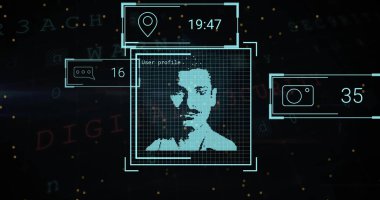 Siyah arkaplandaki sarı noktalara karşı veri işleme yapan çoklu profil simgelerinin resmi. Küresel ağ ve iş teknolojisi kavramı