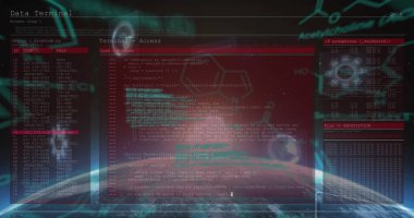 Dünya üzerinde veri işleme görüntüsü. küresel iş ve dijital arayüz kavramı dijital olarak oluşturulmuş görüntü.