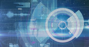 Antrenman sırasında çalışan bıçaklı Afro-Amerikan bir adama ait verilerin olduğu dijital ekran görüntüsü. Spor, engelli ve teknoloji konsepti dijital olarak oluşturulmuş bir yaşam tarzı.