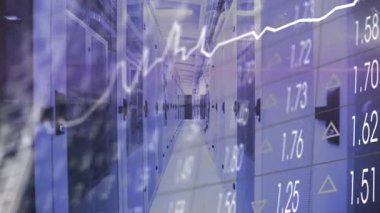 Veri akışını gösteren sabit panelli kamera veri koridorunun başlangıç çizelgesi ve çizelgesi. Teknoloji, analitik, metrik, dijital, fütüristik, yenilik, verimlilik