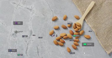 Bademlerin etrafında yüzen 1 'ler geciktikten sonra başlatılan metrik simgeler bağlılığı gösteren sayıları artırıyor. Atıştırmalıklar, sağlıklı, kırsal, organik, dijital, modern, teknoloji