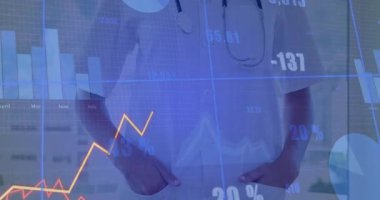 Şeffaf sağlık grafikleri steteskopu gösteriyor ve hasta ölçümlerini takip ediyor. Tıbbi, analitik, teknoloji, veri görselleştirme, sağlık, profesyonel, modern