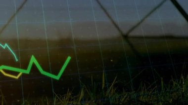 Gün doğumu ışığı, metal kol altında dalgalanan yeşil sarı cyan çizgilerini gösteriyor. Tarım, veri görselleştirme, dijital sanat, dinamik, doğa, teknoloji, çevre