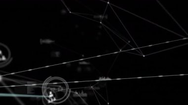 Büyüyen veri ağını görselleştirirken yeşil çizgiler oluşturan merkezi beyaz avatar simgesi. Dijital, bağlantı, teknoloji, ağ, altyapı, görselleştirme, veri