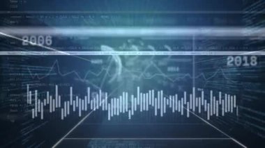 Gelişmekte olan 3D arayüz animasyon zaman çizgisi kaymaları ölçü ve değişen çubuklar stok limitini gösteriyor. Veri görselleştirme, dijital arayüz, fütüristik, analitik, teknoloji, veri analizi, soyut