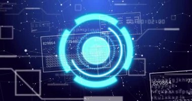 Veri akışı için sanal arayüz atımı, döndürme ve senkronize paneller açılıyor. Fütüristik, teknoloji, dijital, arayüz, siber, veri görselleştirme, sanal