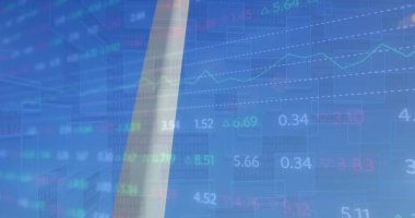 Mor arkaplandaki finansal veri işleme resmi. Küresel iklim değişikliği sürdürülebilirliği ve rüzgar enerjisi konsepti dijital olarak oluşturulmuş görüntü.