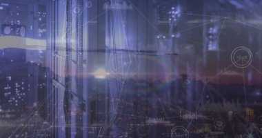 Sunucular üzerinden bağlantı ve veri resimleri. Ağ, bağlantılar, iletişim, veri işleme ve teknoloji konsepti dijital olarak oluşturuldu.