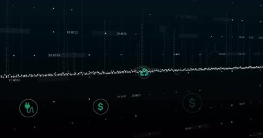 Yüzen simgelerle titreşen nokta eğilimini duraklattıktan ve enerji finans eğilimlerini görselleştirdikten sonra. Teknoloji, sürdürülebilirlik, veri, yenilik, izleme, yenilenebilir, analitik