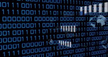 Küresel veri bağlantılarını görselleştirmek için ikili matris atımı çubuk grafiğinin görünmesini ve dolmasını tetikler. Teknoloji, veri, görselleştirme, dijital, analitik, gösterge paneli, ağ