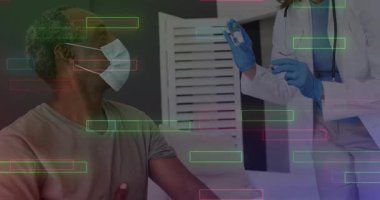 Hasta kollarını sıvayıp aşı için hemşireden önceden doldurulmuş şırınga ile aşı alıyor. Klinik, sağlık, aşı, önleme, tıbbi, profesyonel, kısır