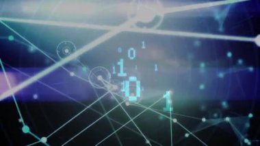 Karanlık şebekede sahne açılıyor düğümler açılıyor, çizgilere bağlanıyor, veri akışını görselleştiriyor. Dijital, ağ, fütüristik, soyut, teknoloji, bağlantı, siber