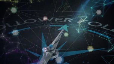 Pusula dönüşüne neden olan parlayan düğümler FOLLOWER 'ı görüntüleme etkinleştirme ağında Lider ile değiştiriyor. Gelecek, teknoloji, yenilik, dijital, bağlantı, soyut, hareket