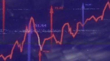 Kırmızılı çizgi grafiği başlatılan arıza açılışı oku görselleştirerek dalgalanma eğilimi. Veri görselleştirme, dijital analitik, veri eğilimi, hareket grafikleri, bilgi grafikleri, teknolojik, geleceksel