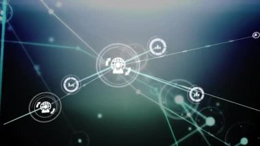 Arkaplan açılışı, ışıklandırılmış düğüm yumurtlama çemberleri, ağ oluşturan bağlantılar yayan dünya düğümü. Teknoloji, bağlantı, dijital, yenilik, ağ, veri görselleştirme, fütüristik