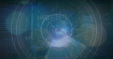 İşlem çemberi ve karanlık uzay üzerindeki bulanık trafik ışıkları görüntüsü. Veri işleme, dijital ekran, ağ güvenliği ve teknoloji konsepti dijital olarak oluşturulmuş görüntü.