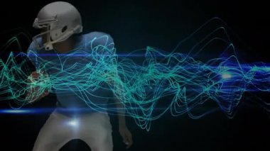 Top taşıyıcısının top fırlattığını gösteren bir klip. Dalgalanan rakip oyunu durdurmak için çırpınıyor. Sporcu, rekabet, hareket, rekabet, dijital, dinamik, güç