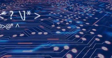 Düz tahta düğümleri başlatılıyor. Titreşen semboller sürüklenen titreşimler, titreşen numaralar veri akışını gösteriyor. Teknoloji, yenilik, dijital, ağ, iletişim, fütüristik, soyut