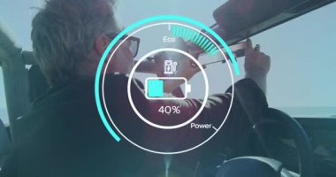 Sürücü güneş panelini açıyorum. Üstü açılabilir HUD 'de. Şarj olan batarya sahil şeridi boşaltma bataryası. Güneş, yenilik, teknoloji, çevre dostu, hareketlilik, sürdürülebilirlik, açık hava